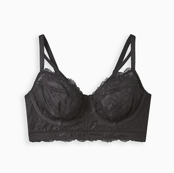 LONGLINE UNLINED UNDERWIRE BRA - LACE BLACK - Picture 4 of 4